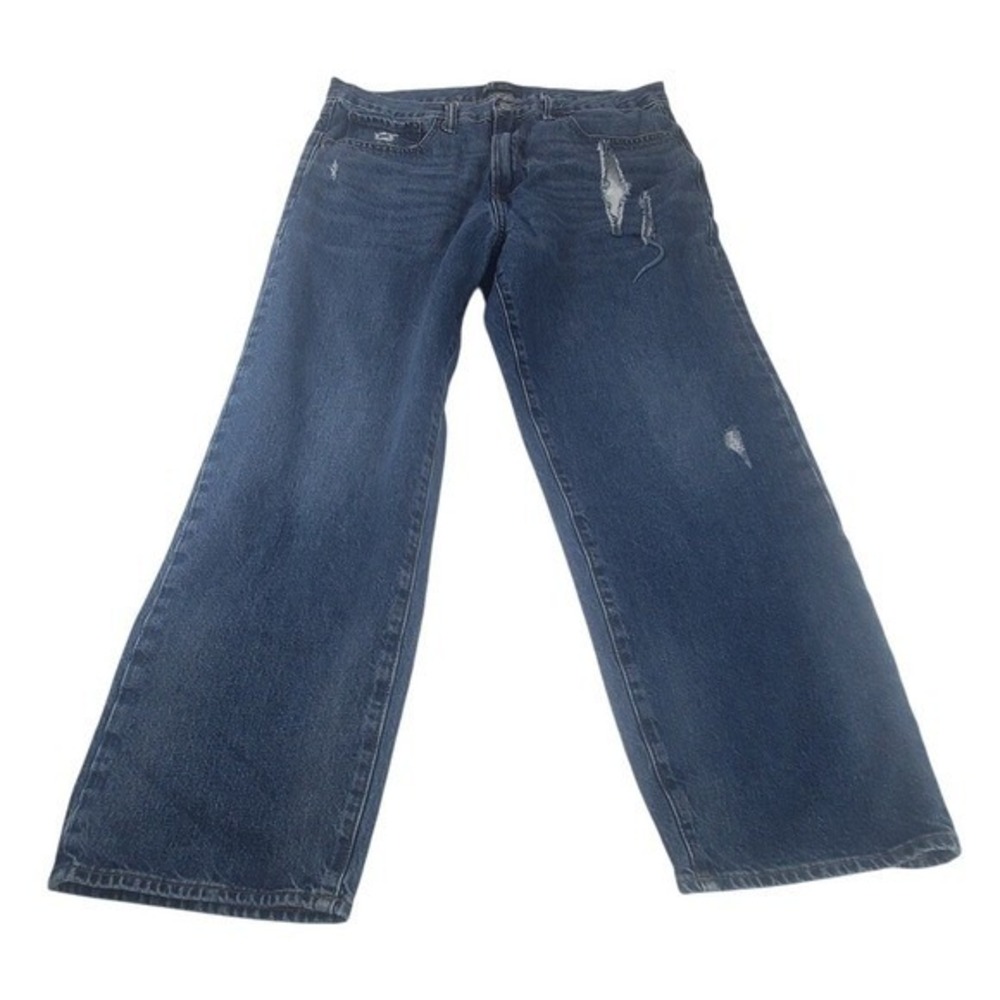 Gap Denim Relaxed Fit Distressed Wide Leg Baggy Jeans Mens Medium Wash